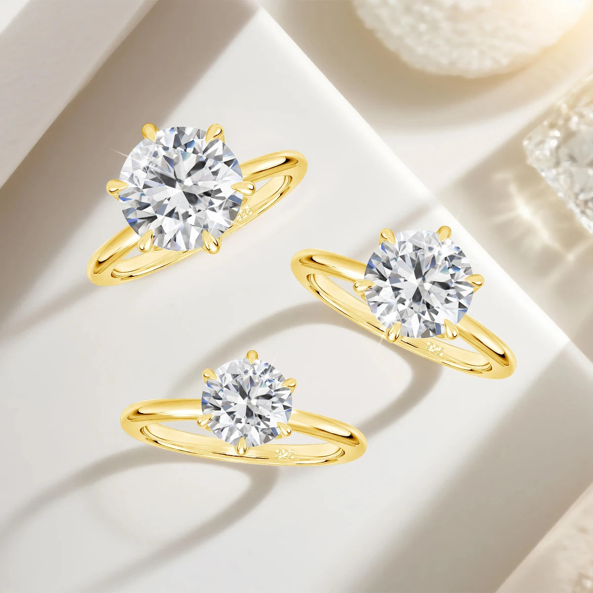 Moissanite 6 Prong Ring in S925 (1/20 14k GF)