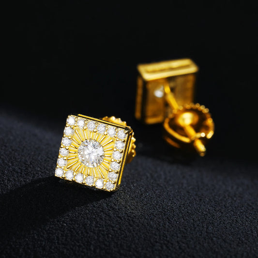 Moissanite Cube Earrings in 925 Sterling Silver