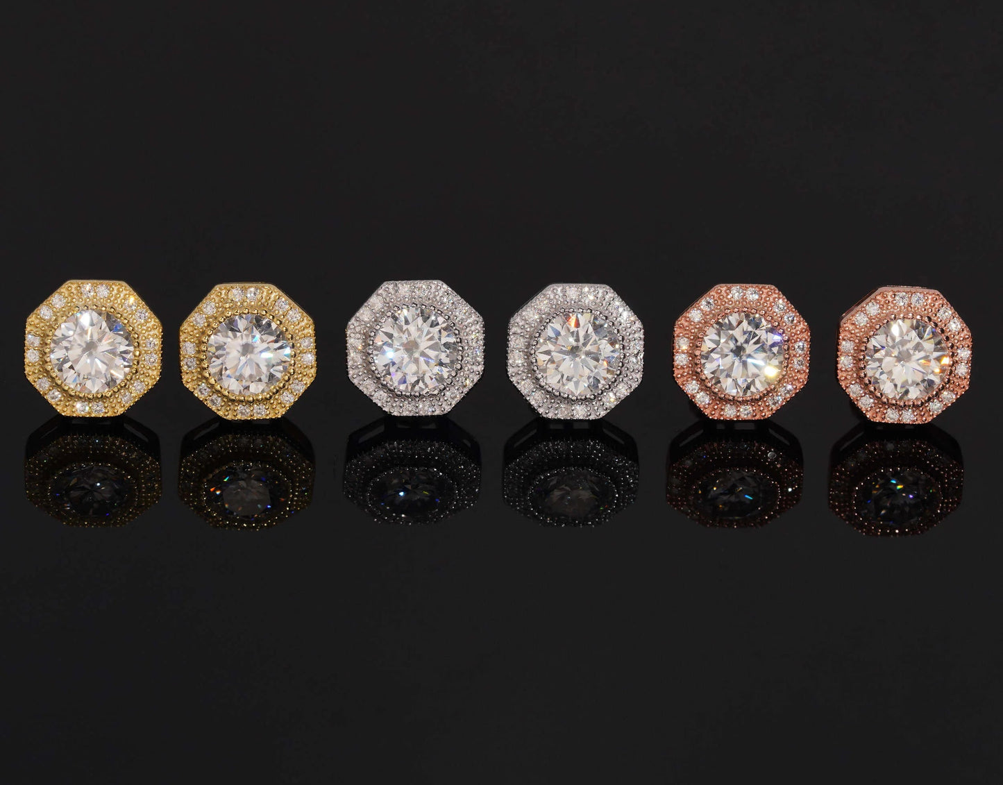 Moissanite Stud Earrings in 925 Sterling Silver