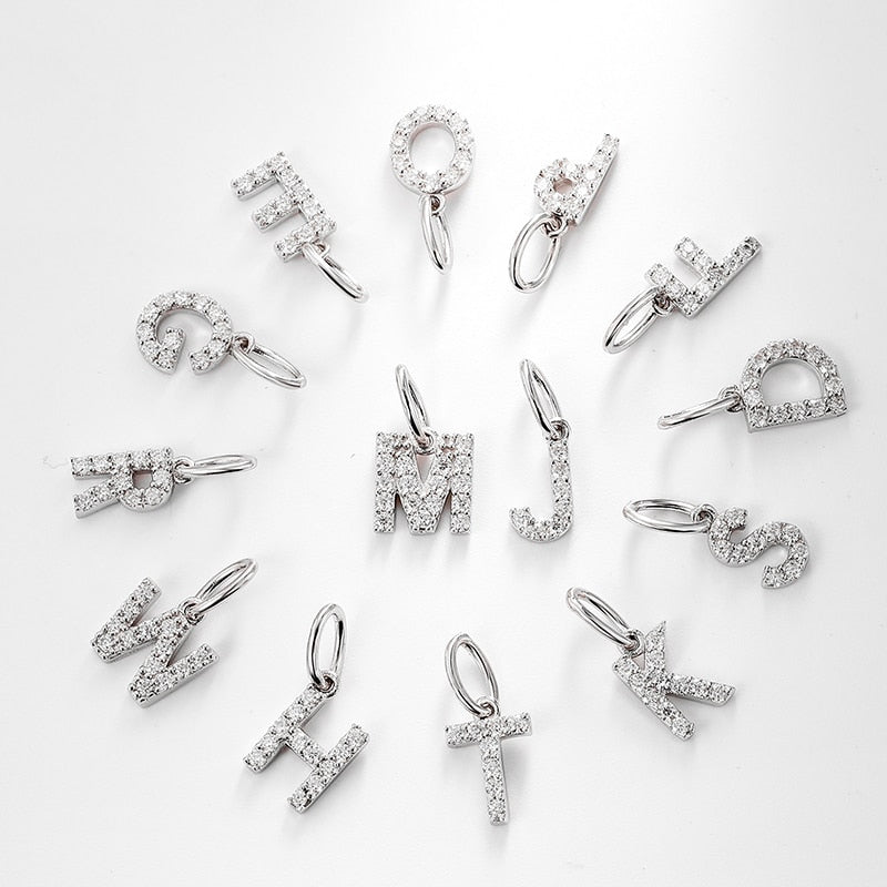 Moissanit 26 Buchstaben Anhänger aus 925 Sterling Silber