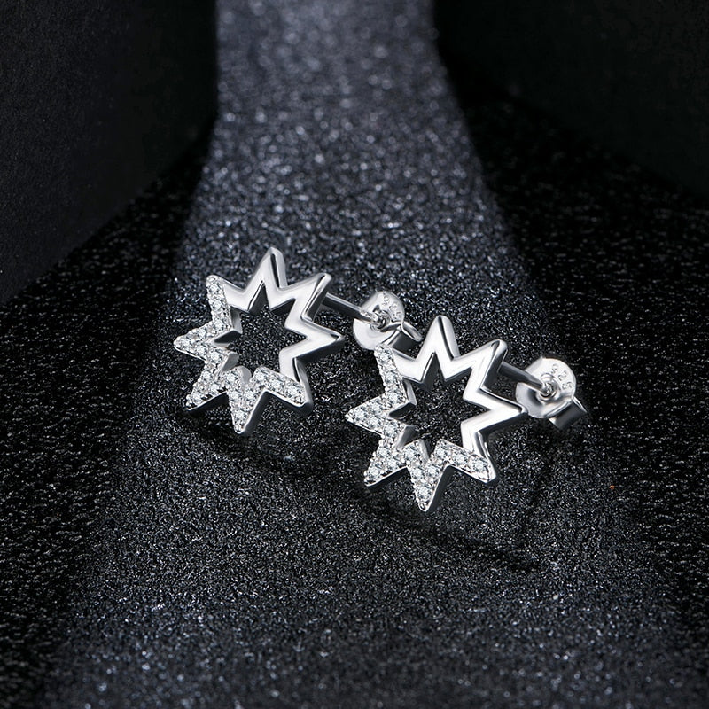Pendientes de moissanita con corte de estrella en plata de ley 925
