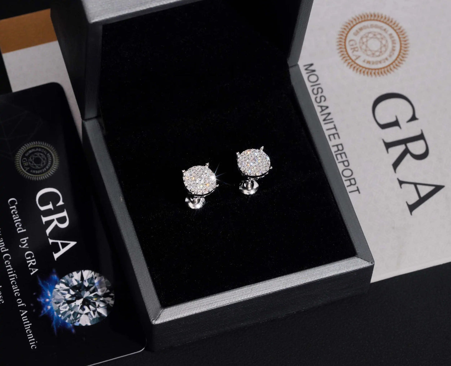 8.8mm Moissanite Round Earrings in 925 Sterling Silver