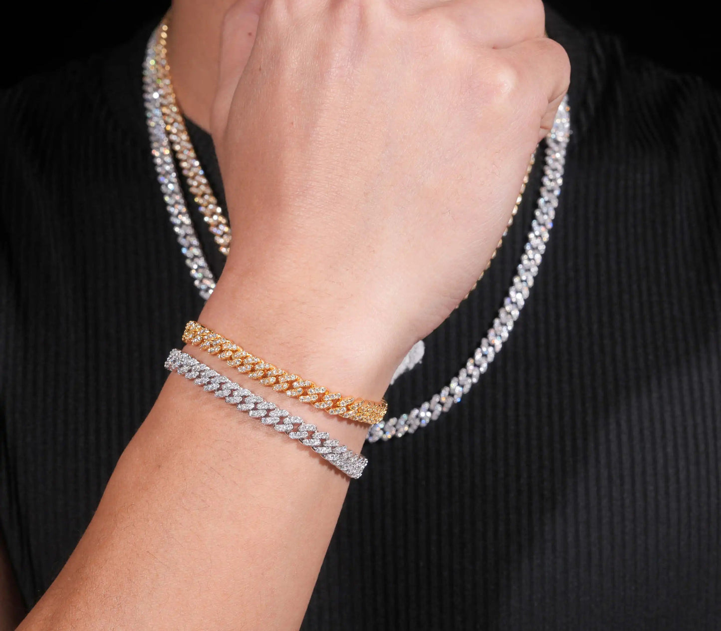 6mm Moissanite Cuban Bracelet in 925 Sterling Silver