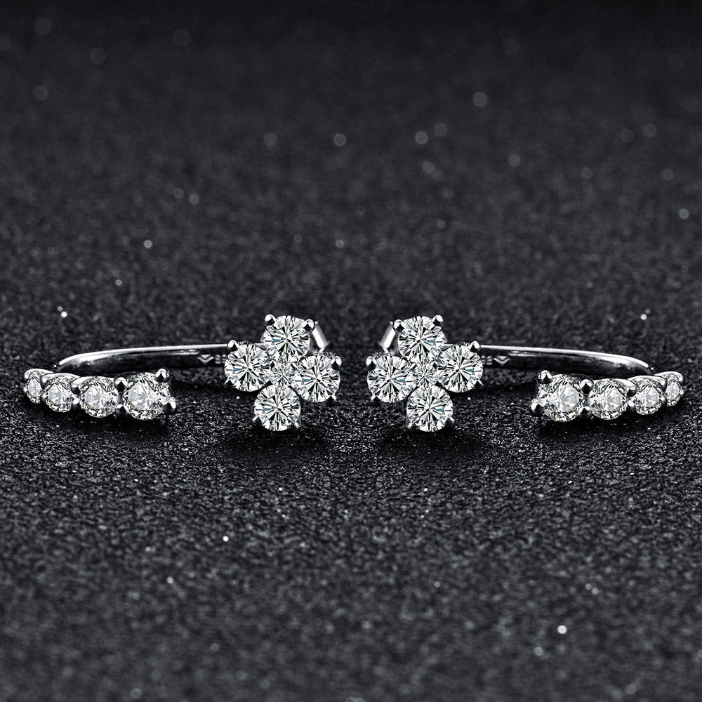 Moissanit Ohrringe Kreuz in 925 Sterling Silber