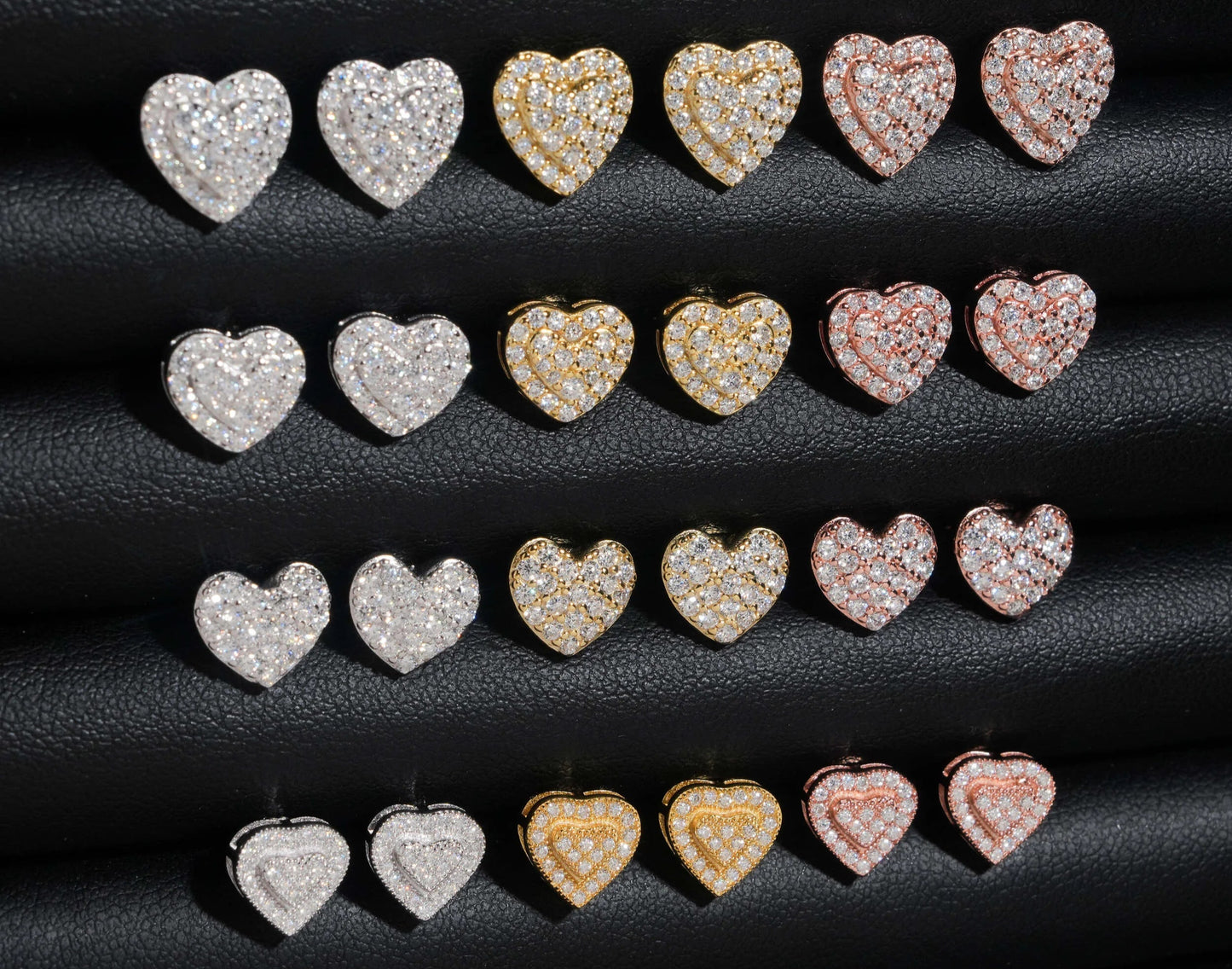 Moissanite Heart Earrings in 925 Sterling Silver