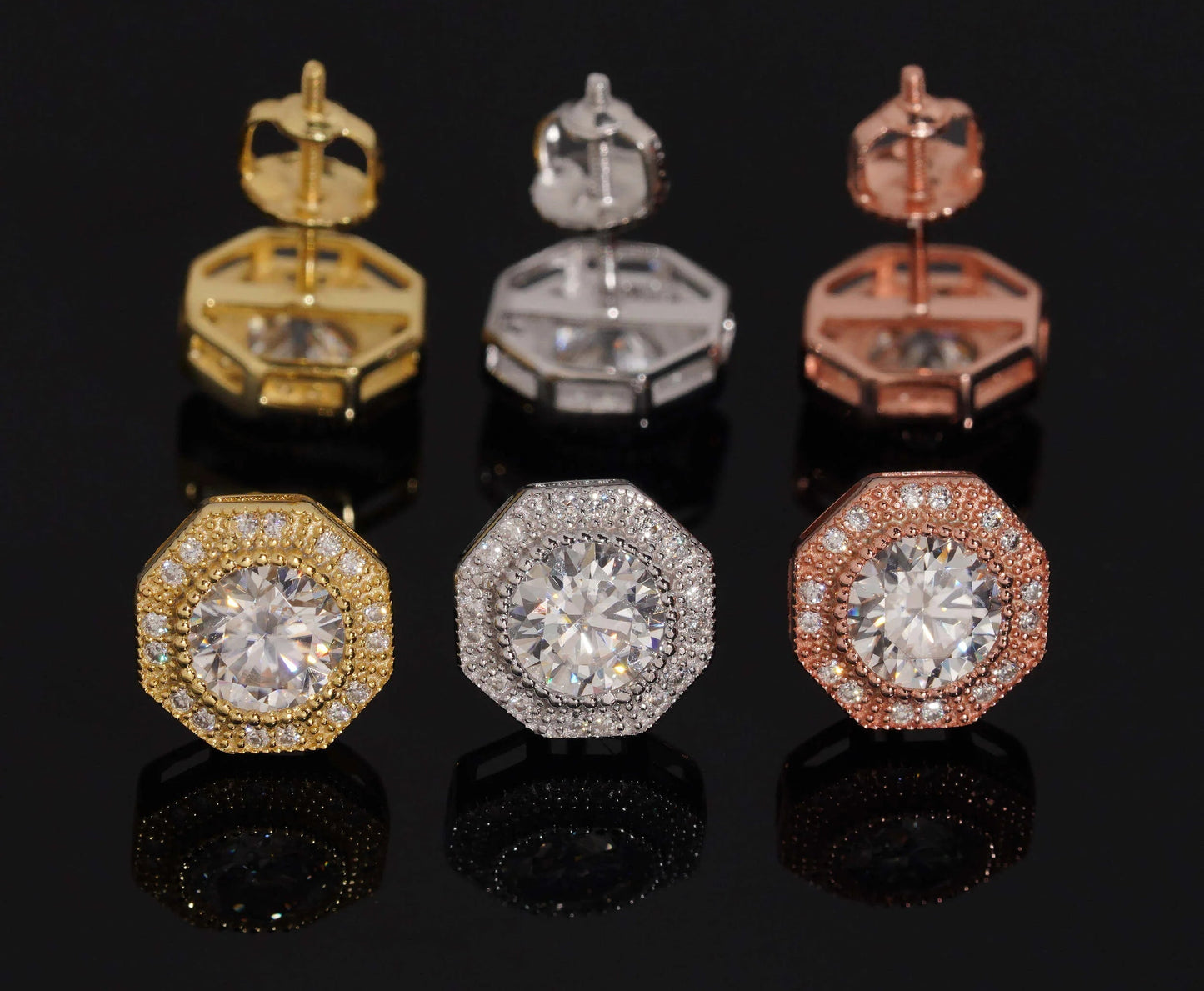 Moissanite Stud Earrings in 925 Sterling Silver