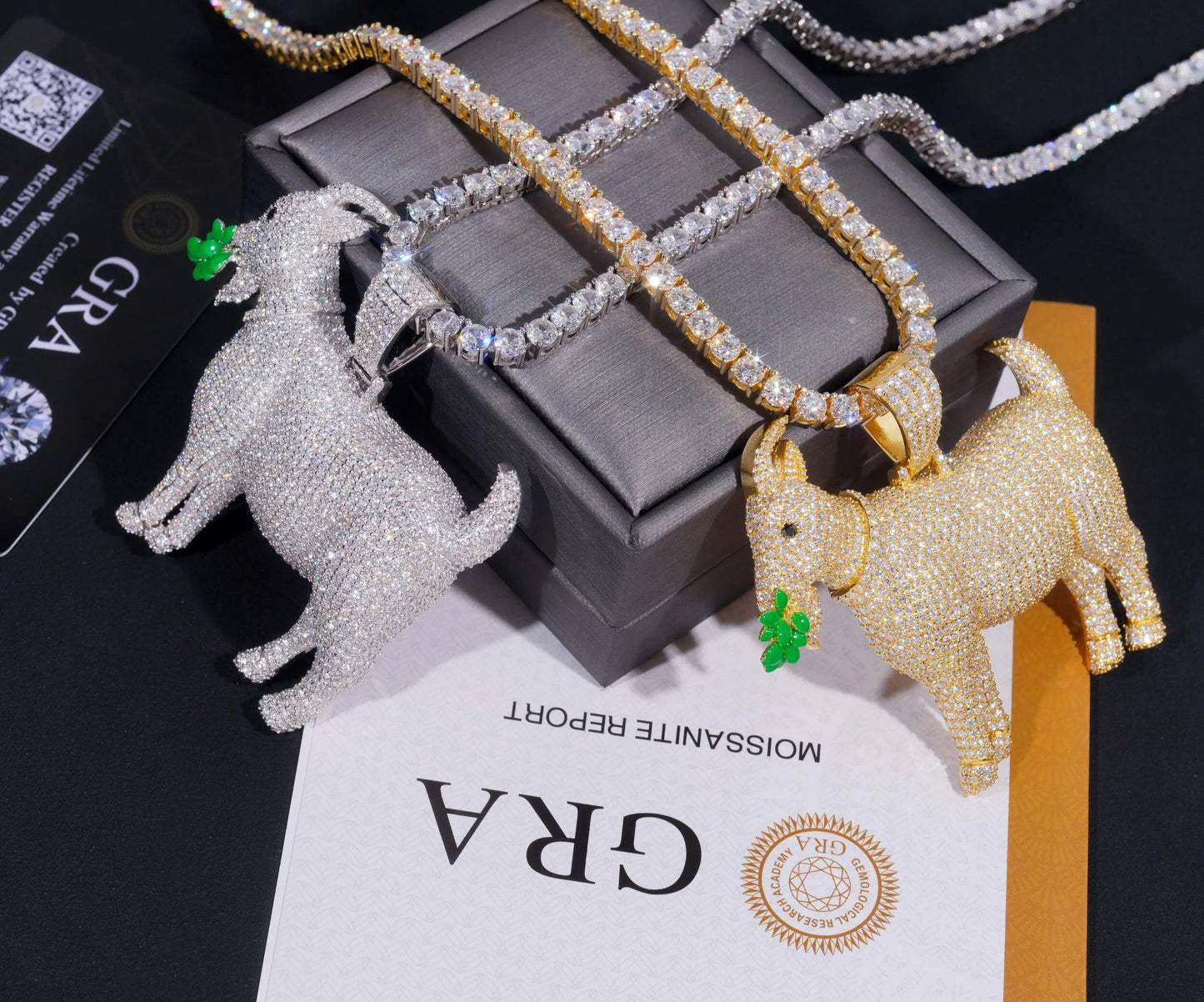 Goat Moissanite Pendant in 925 Sterling Silver