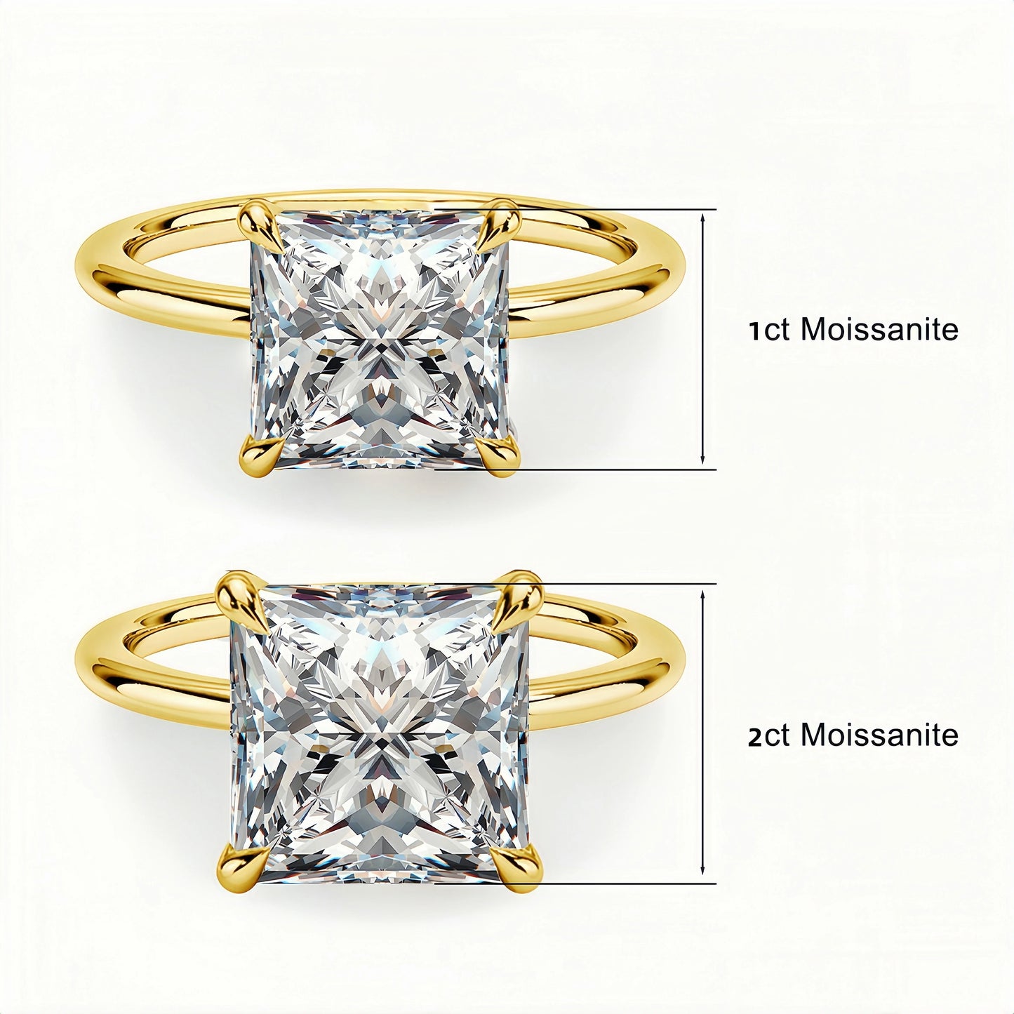 1.5Ct Moissanite Princess Ring in S925 (1/20 14K GF)