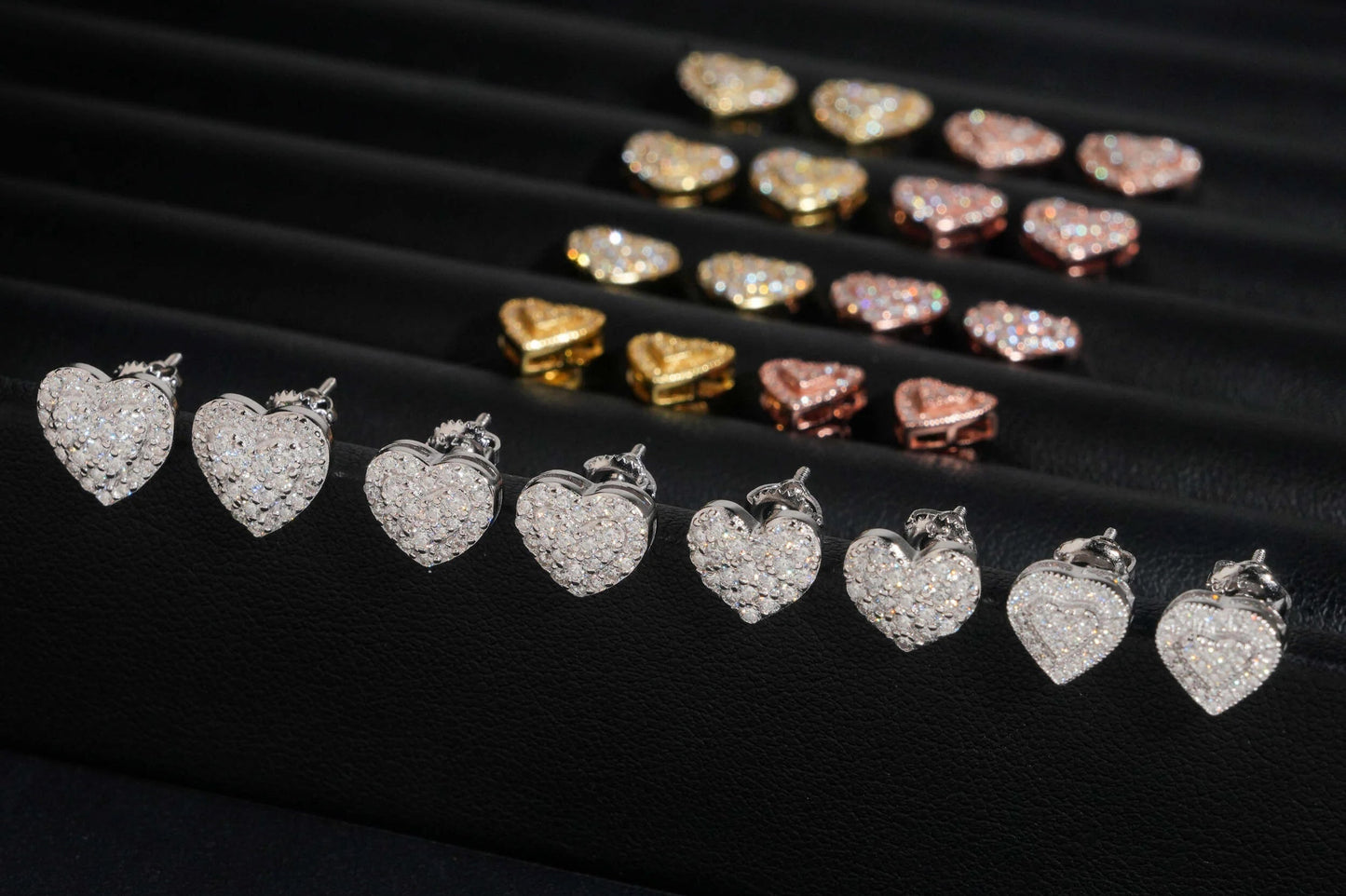 Moissanite Heart Earrings in 925 Sterling Silver
