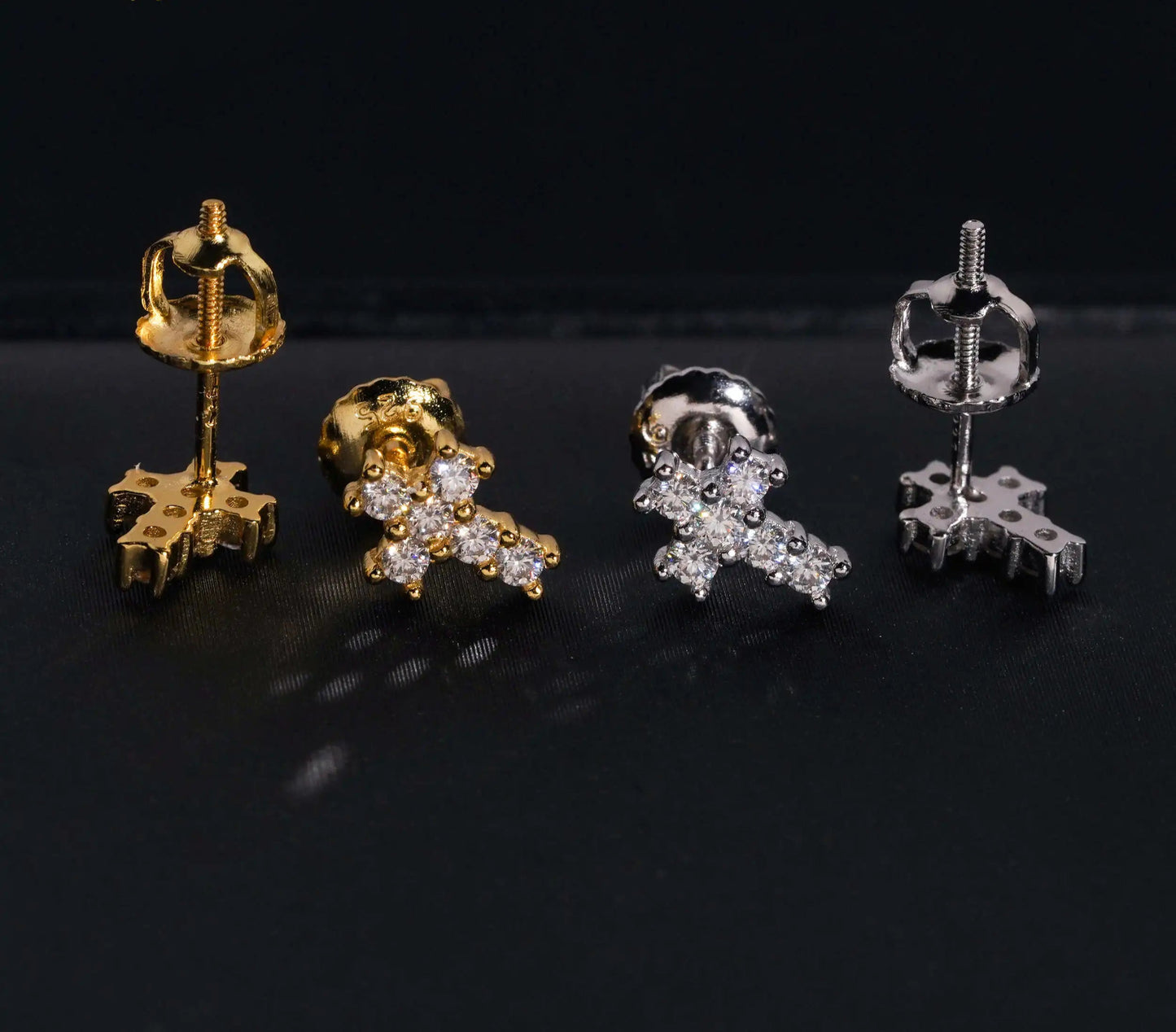 Moissanite Cross Earrings in 925 Sterling Silver