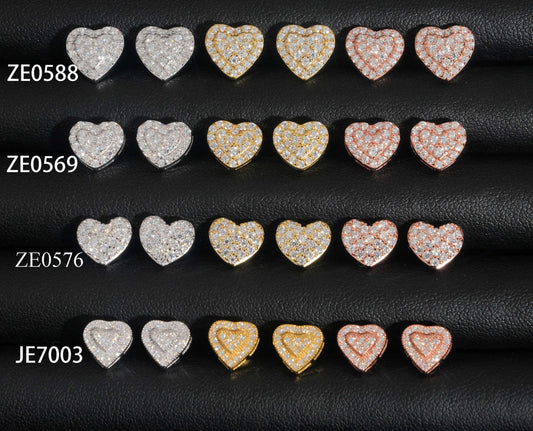 Moissanite Heart Earrings in 925 Sterling Silver