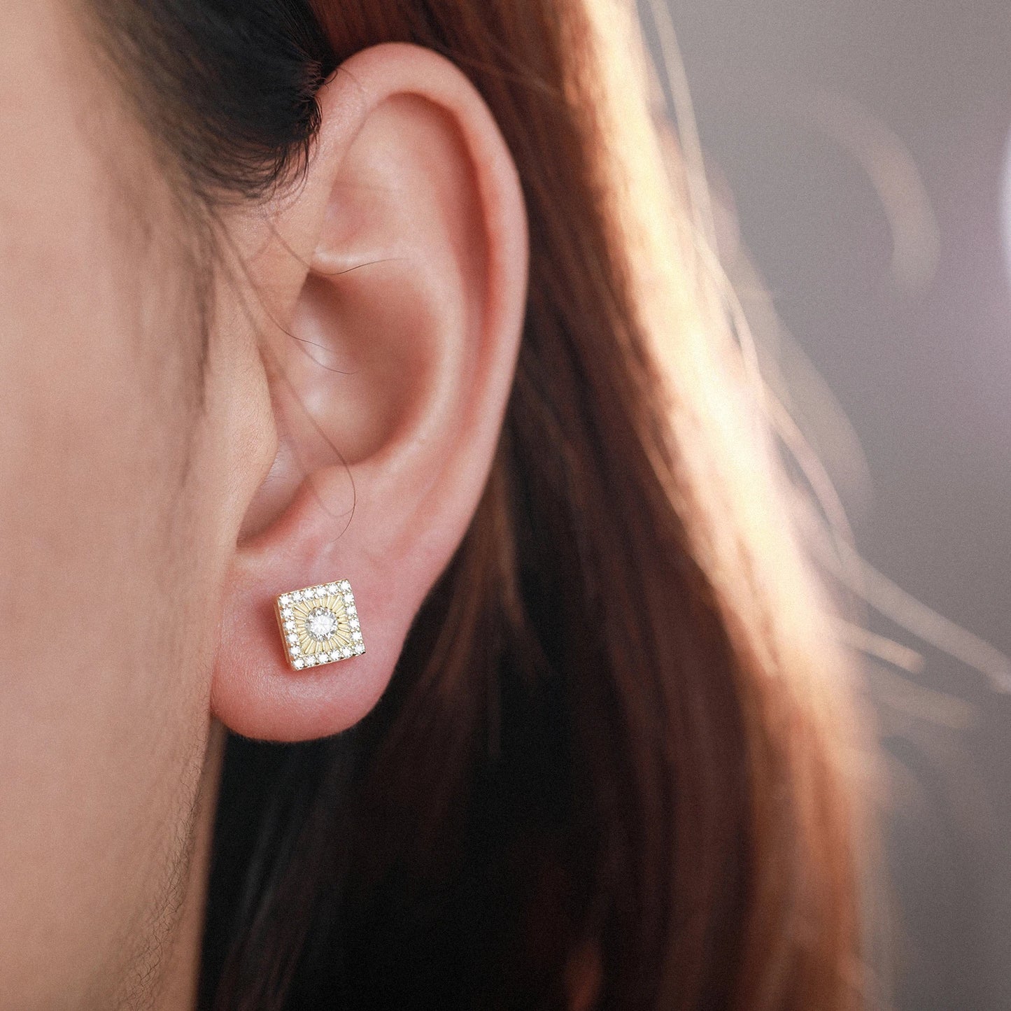 Moissanite Cube Earrings in 925 Sterling Silver