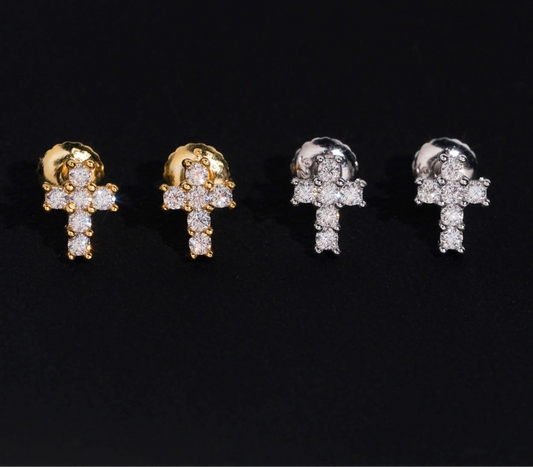 Moissanite Cross Earrings in 925 Sterling Silver
