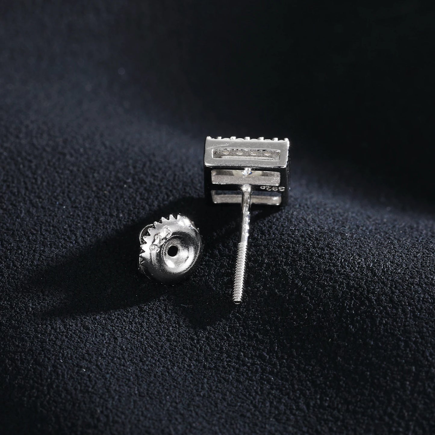 Moissanite Cube Earrings in 925 Sterling Silver