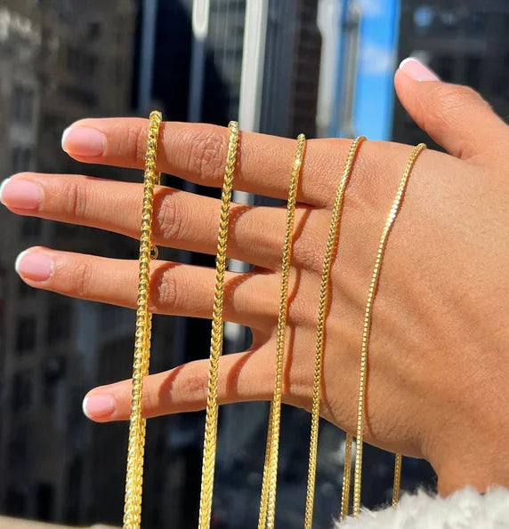 2.5mm Franco Chain in 925 Sterling Silver with 18K Gold Plated