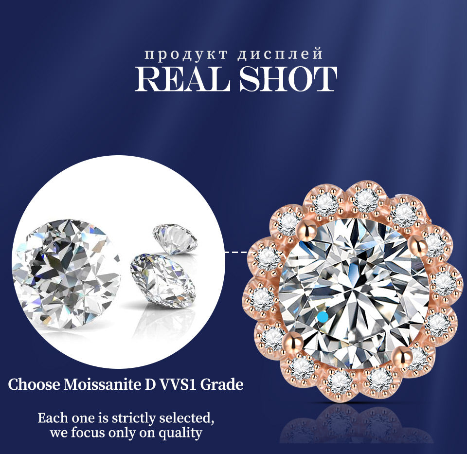 18K Rose Gold Plated Pendant in 925 Sterling Silver, 8.0mm - 2CT Moissanite