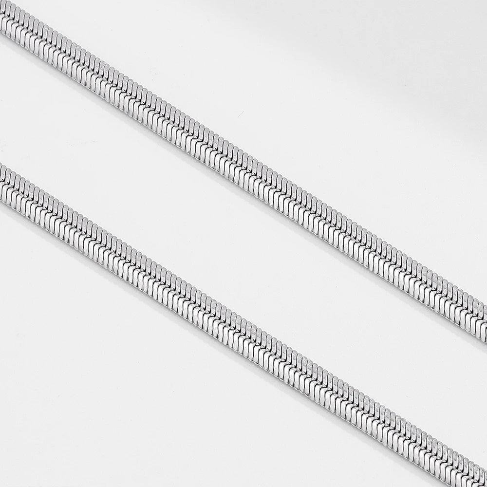4.5mm Flat Snake Chain in 925 Sterling Silver with 18K Gold Plated.