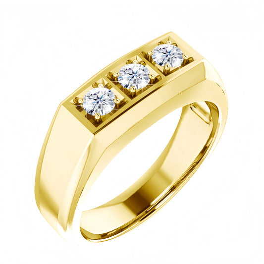 Moissanite 3 Stones Ring in S925 (1/20 14K GF)