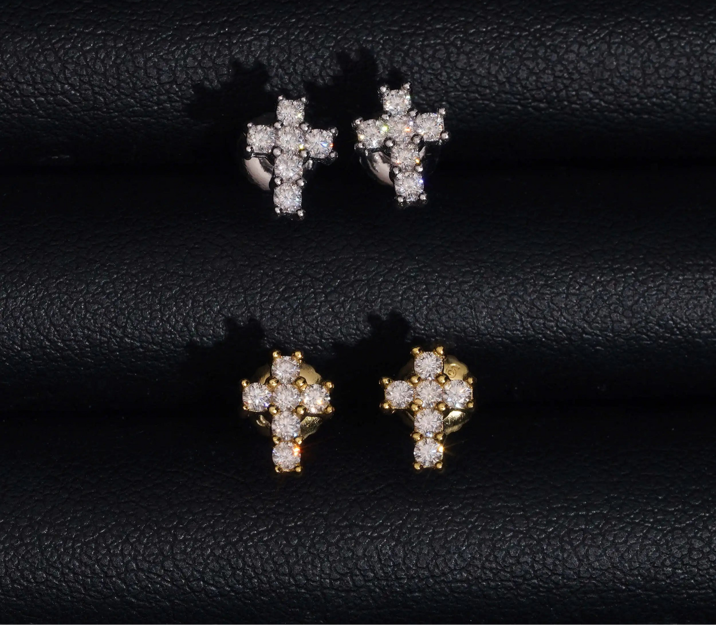 Moissanite Cross Earrings in 925 Sterling Silver