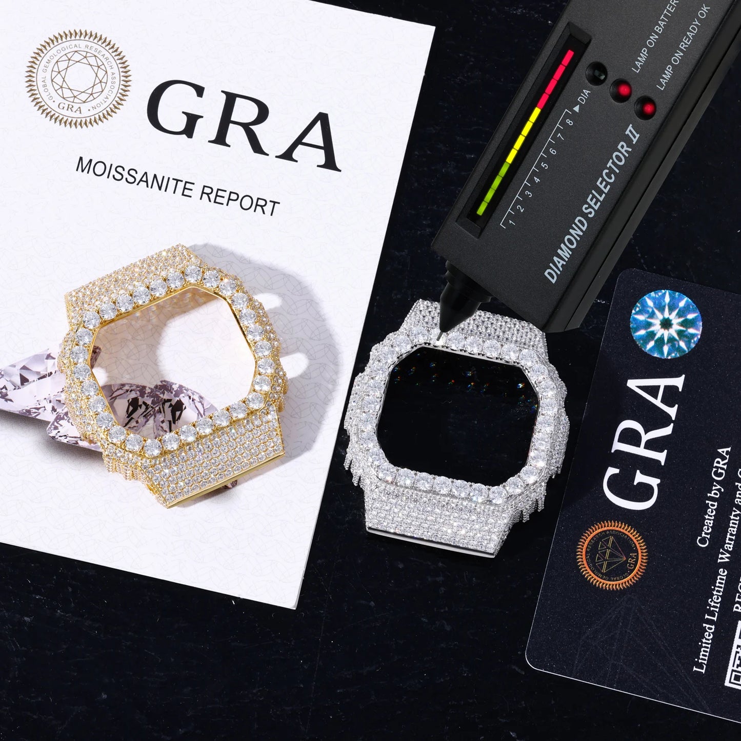 Moissanite Watch Case in 925 Sterling Silver