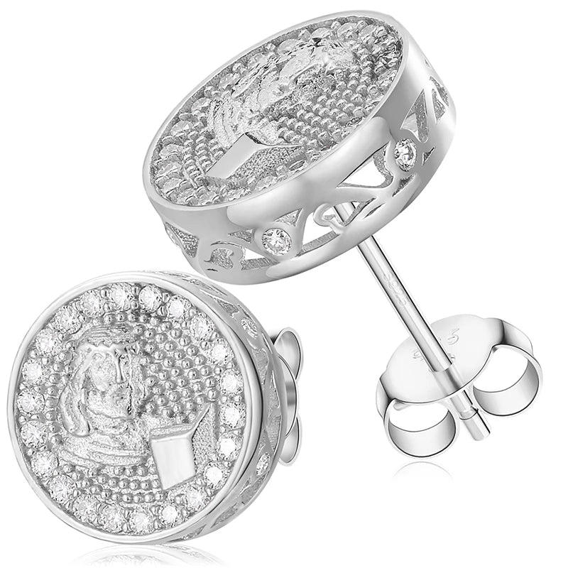Moissanite Jesus Earrings in 925 Sterling Silver