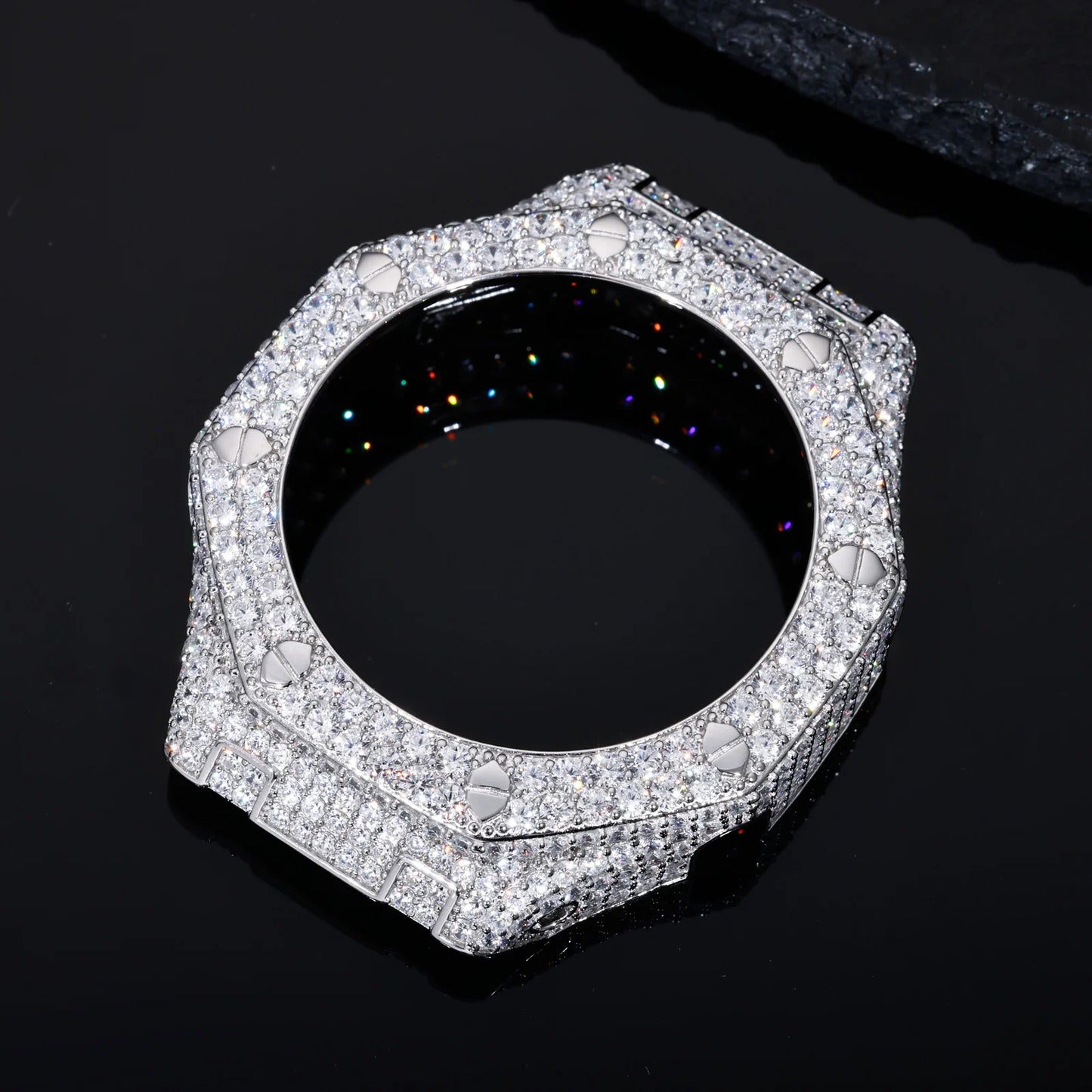 Moissanite Watch Case in 925 Sterling Silver