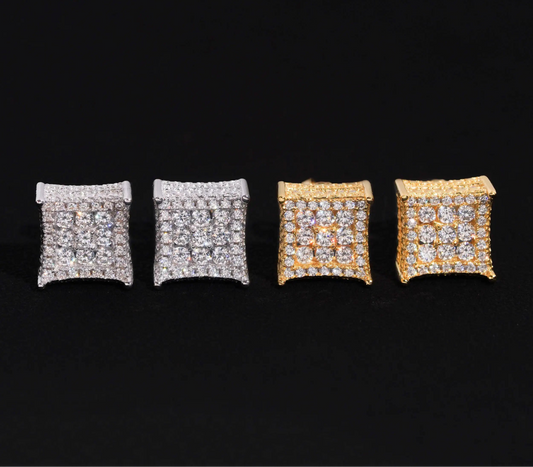 10mm Moissanite Cube Earrings in 925 Sterling Silver