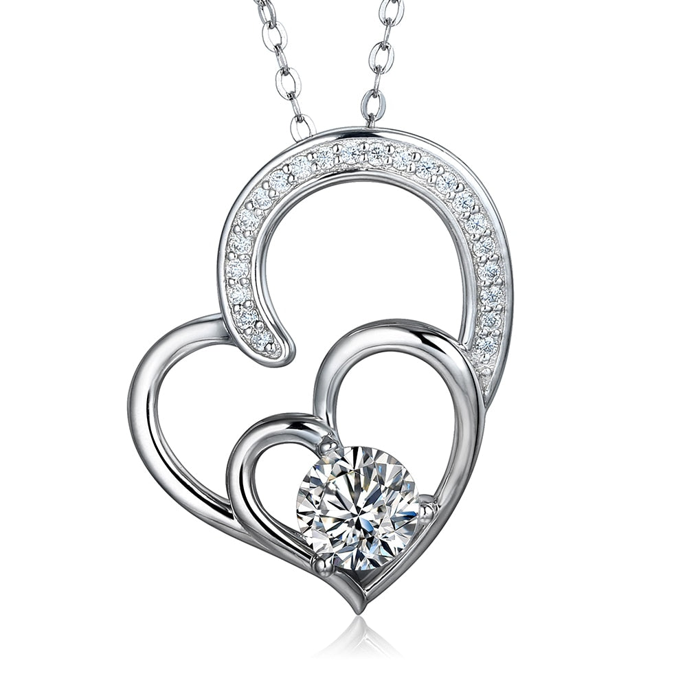 Love Heart 6.0MM Round Moissanite Pendant in 925 Sterling Silver