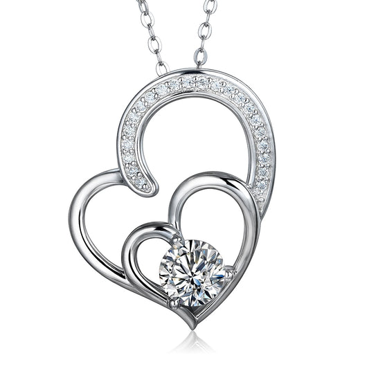 Love Heart 6.0MM Round Moissanite Pendant in 925 Sterling Silver