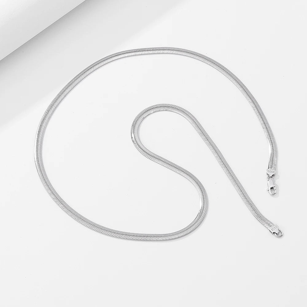 4.5mm Flat Snake Chain in 925 Sterling Silver with 18K Gold Plated.