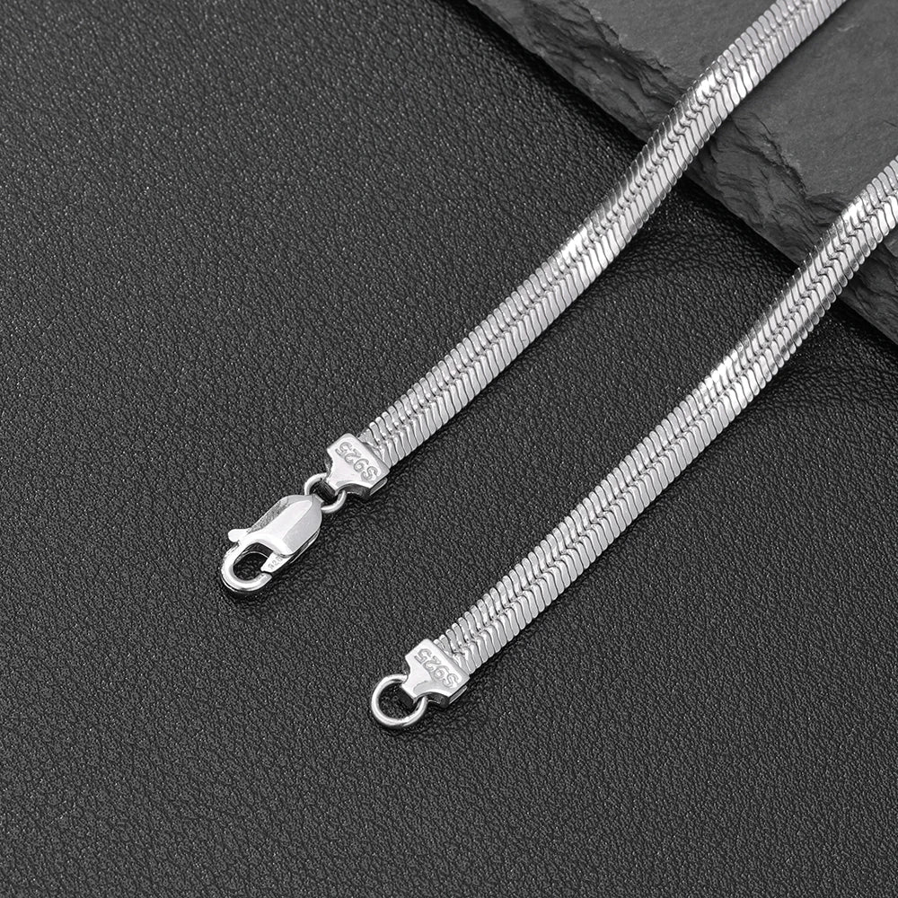 4.5mm Flat Snake Chain in 925 Sterling Silver with 18K Gold Plated.
