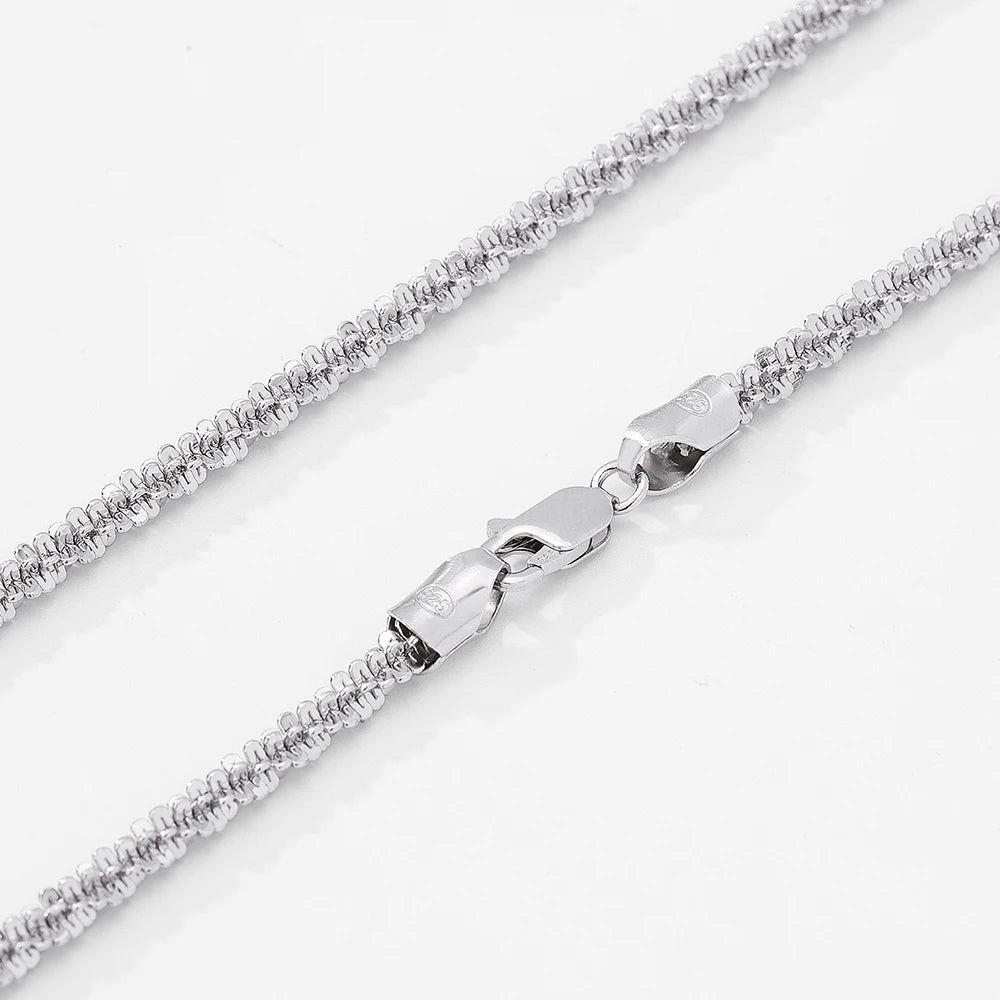 3.5mm 4mm Cauliflower Chain in 925 Sterling Silver with 18K Gold Plated
