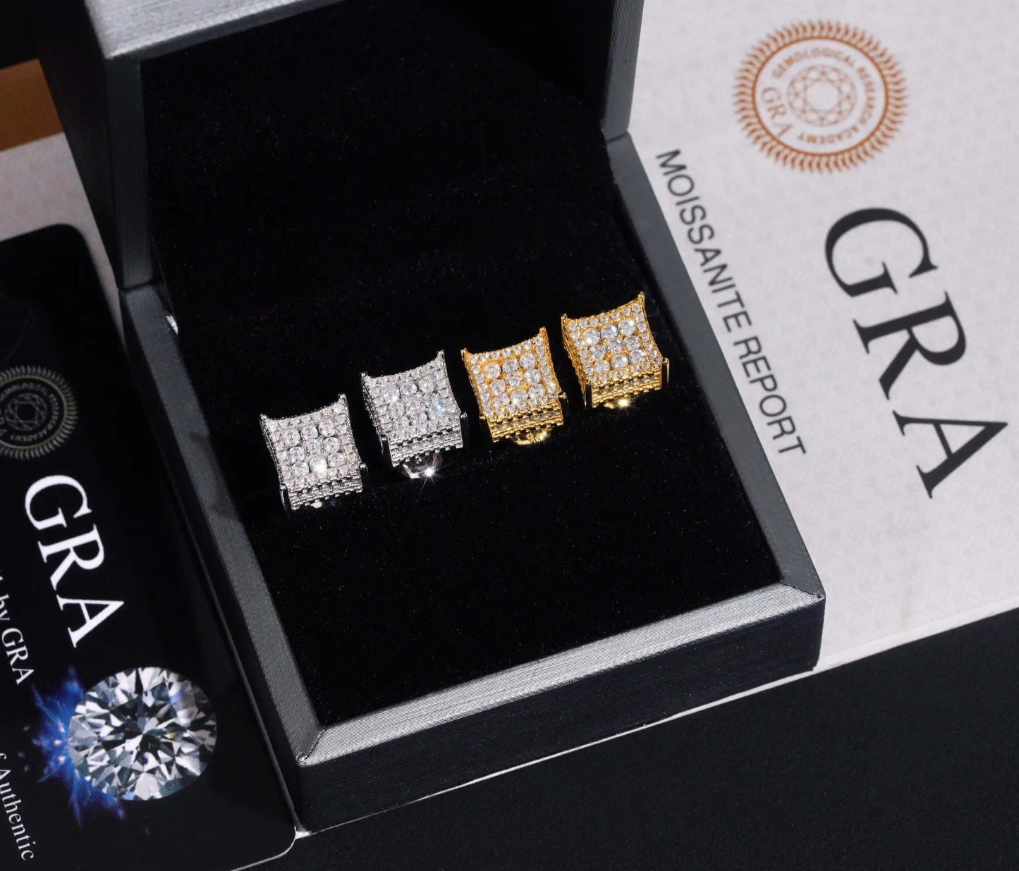 10mm Moissanite Cube Earrings in 925 Sterling Silver