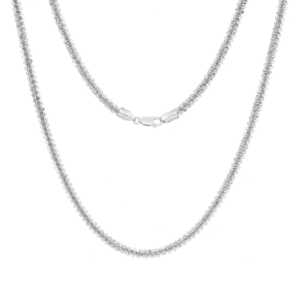 3.5mm 4mm Cauliflower Chain in 925 Sterling Silver with 18K Gold Plated