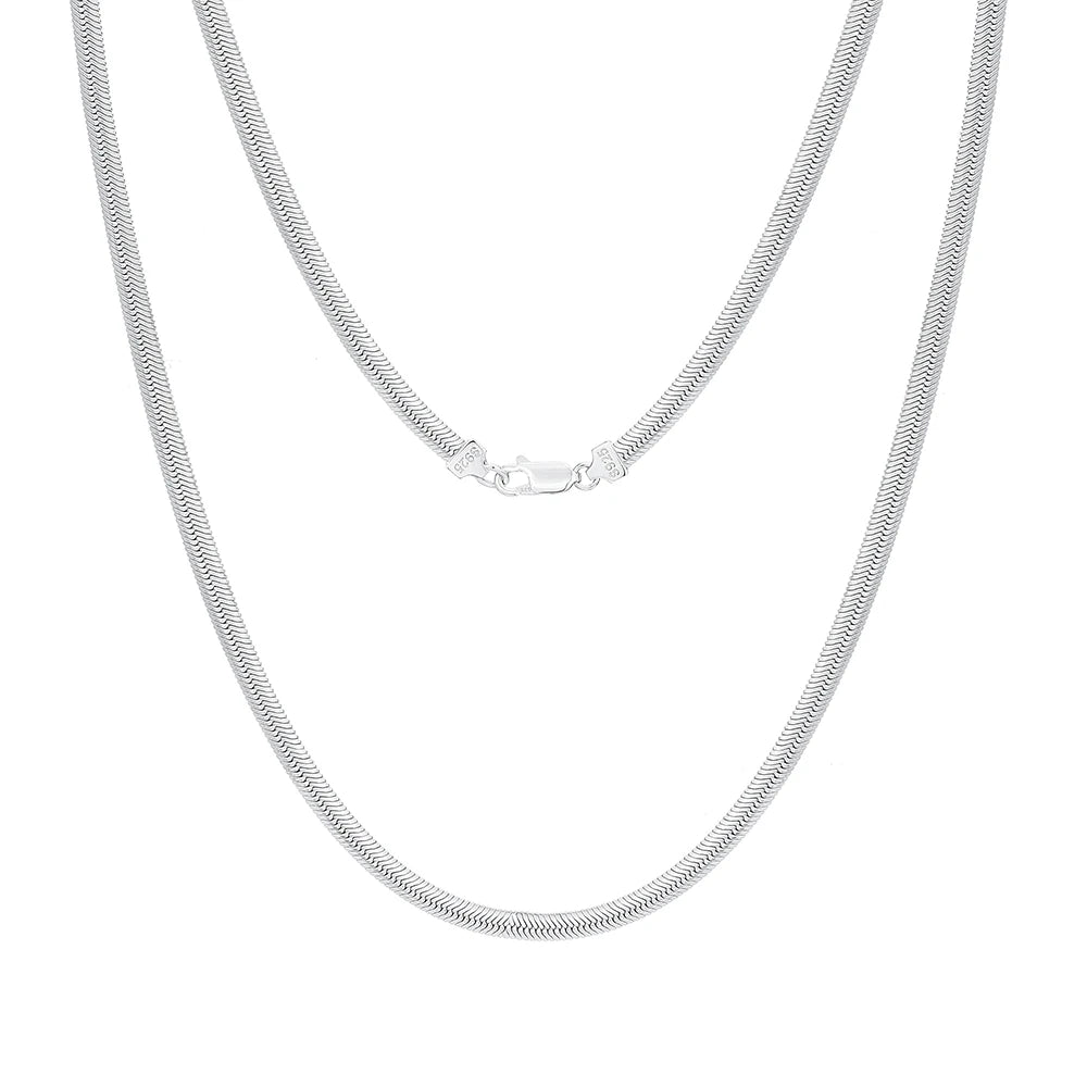 4.5mm Flat Snake Chain in 925 Sterling Silver with 18K Gold Plated.