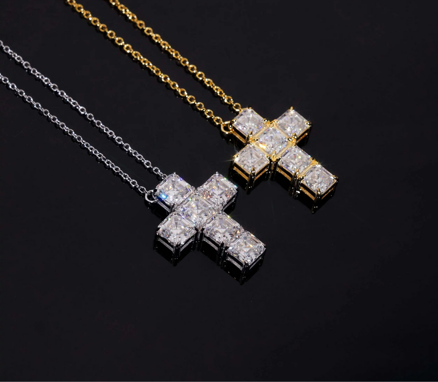 Moissanite Cross Pendant in 925 Sterling Silver