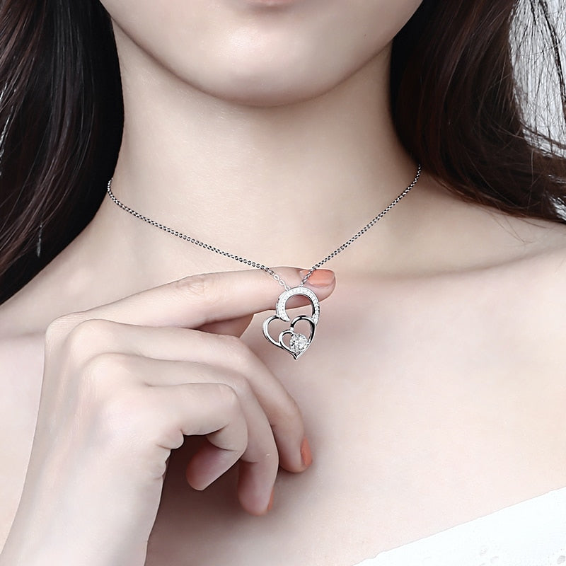Love Heart 6.0MM Round Moissanite Pendant in 925 Sterling Silver