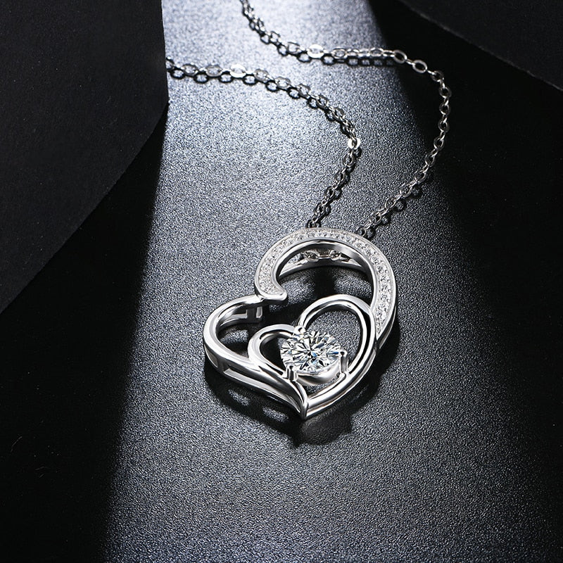 Love Heart 6.0MM Round Moissanite Pendant in 925 Sterling Silver