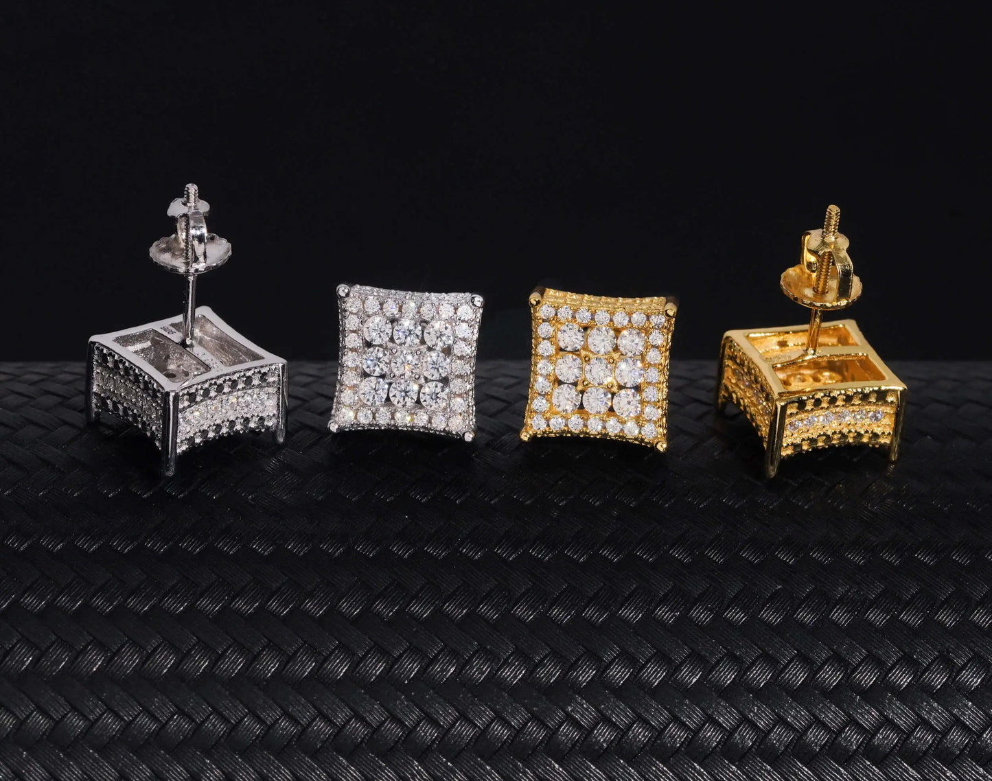 10mm Moissanite Cube Earrings in 925 Sterling Silver