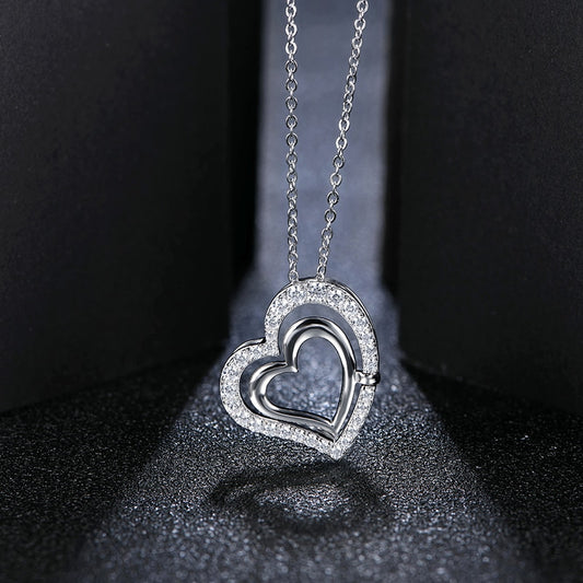Moissanite Diamond Heart Necklace in 925 Sterling Silver