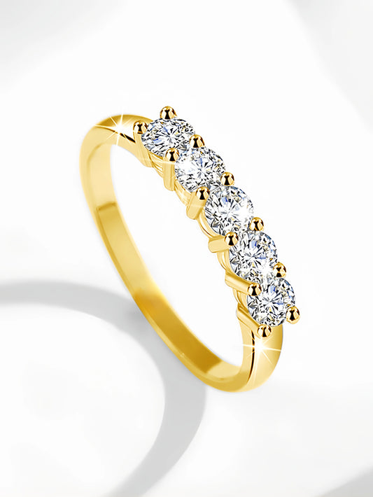 5 Stones Moissanite Ring in S925 (1/20 14K GF)