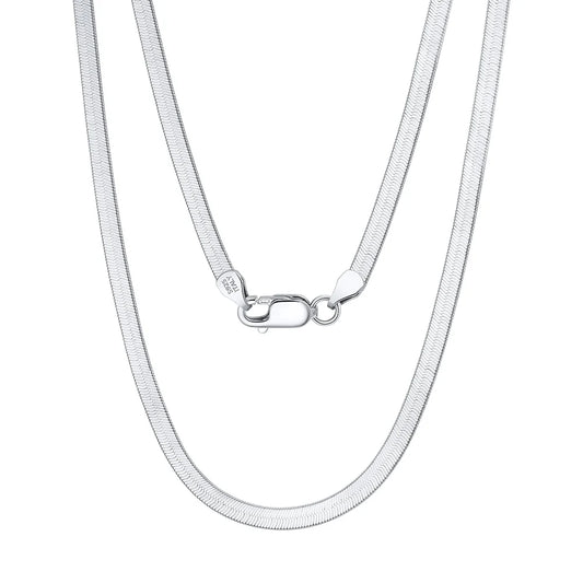 3mm, 4.5mm Flat Herringbone Chain in 925 Sterling Silver with 18K Gold Plated