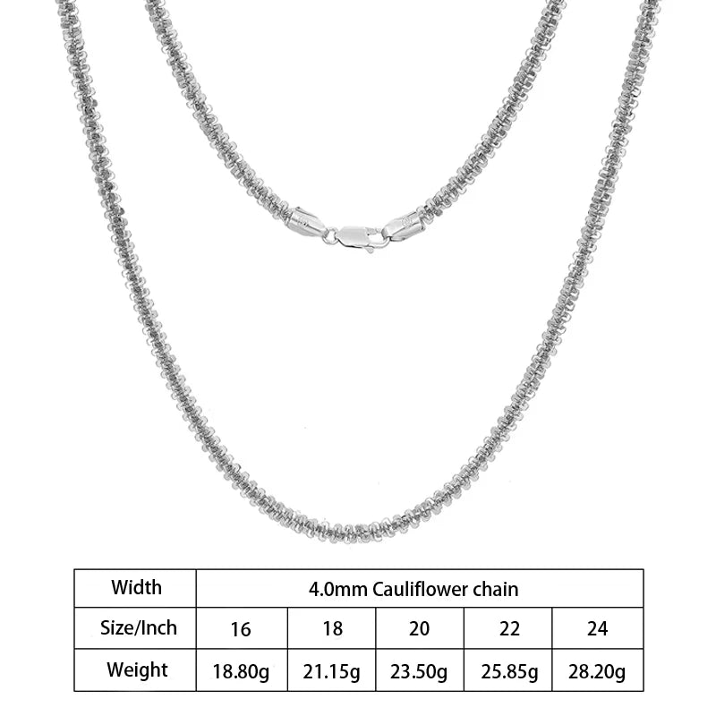 3.5mm 4mm Cauliflower Chain in 925 Sterling Silver with 18K Gold Plated