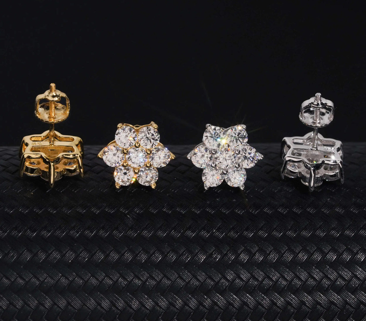 Moissanite Flower Earrings in 925 Sterling Silver