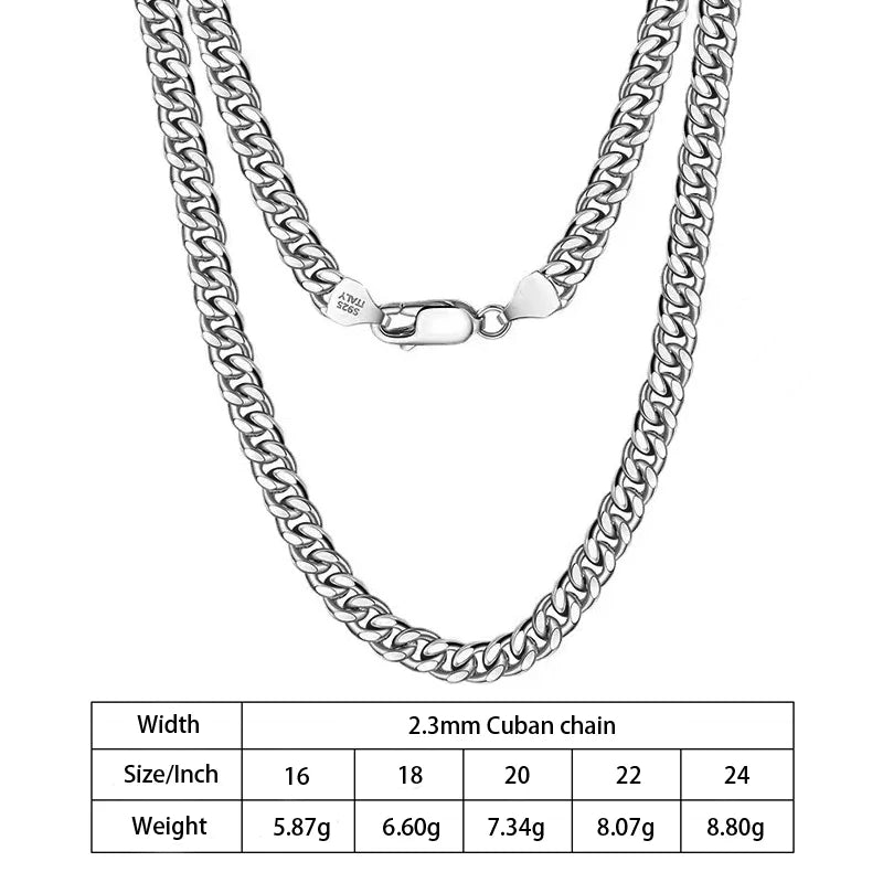 1.8mm 2.3mm 3mm 3.5mm 4mm 5mm 6mm 7mm Diamond Cut Cuban Chain in 925 Sterling Silver with 18K Gold Plated
