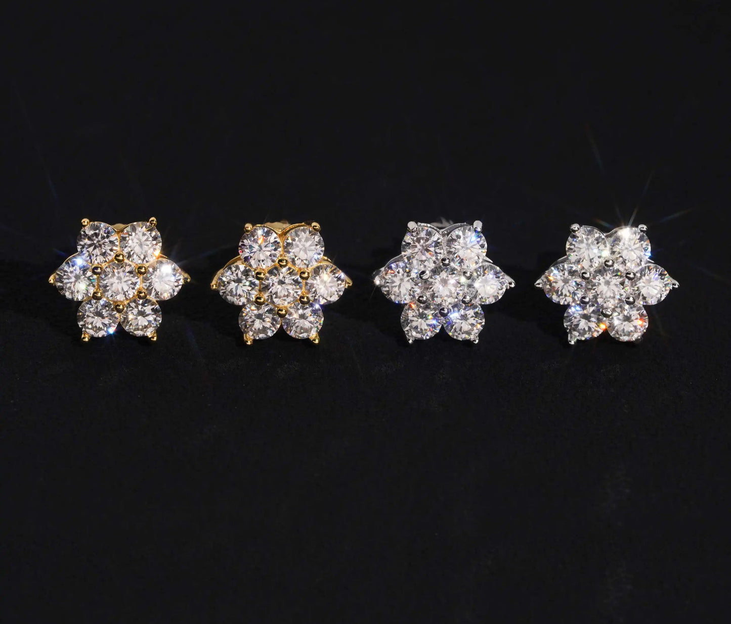 Moissanite Flower Earrings in 925 Sterling Silver