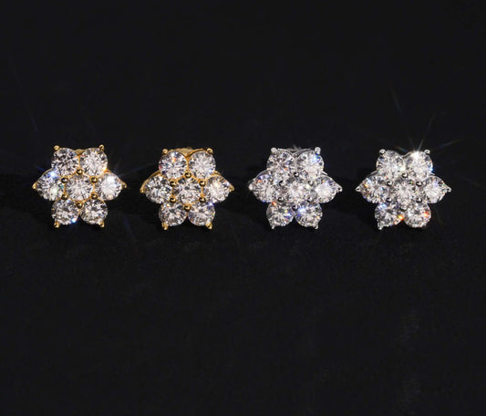 Moissanite Flower Earrings in 925 Sterling Silver