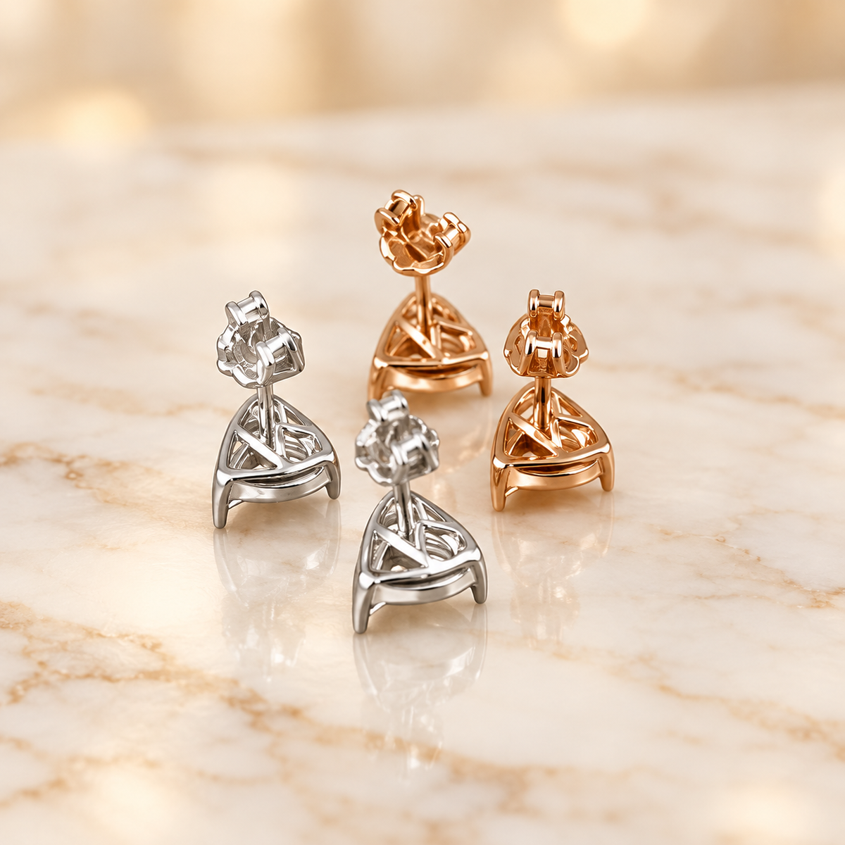 Heart-Cut Diamond Stud Earrings in 925 Sterling Silver