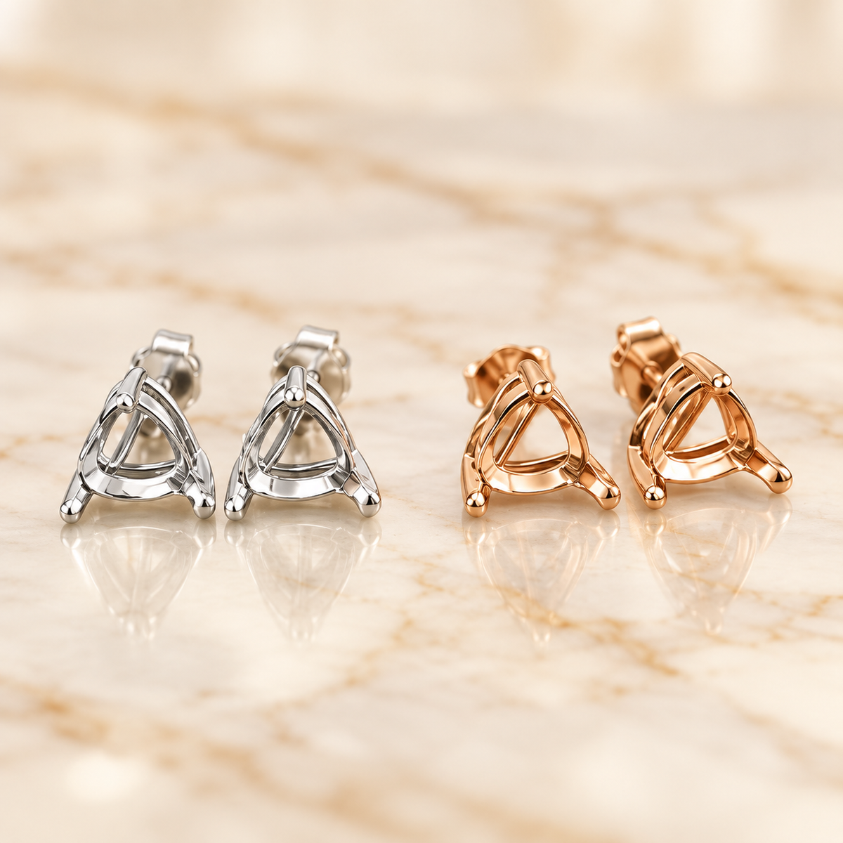 Heart-Cut Diamond Stud Earrings in 925 Sterling Silver