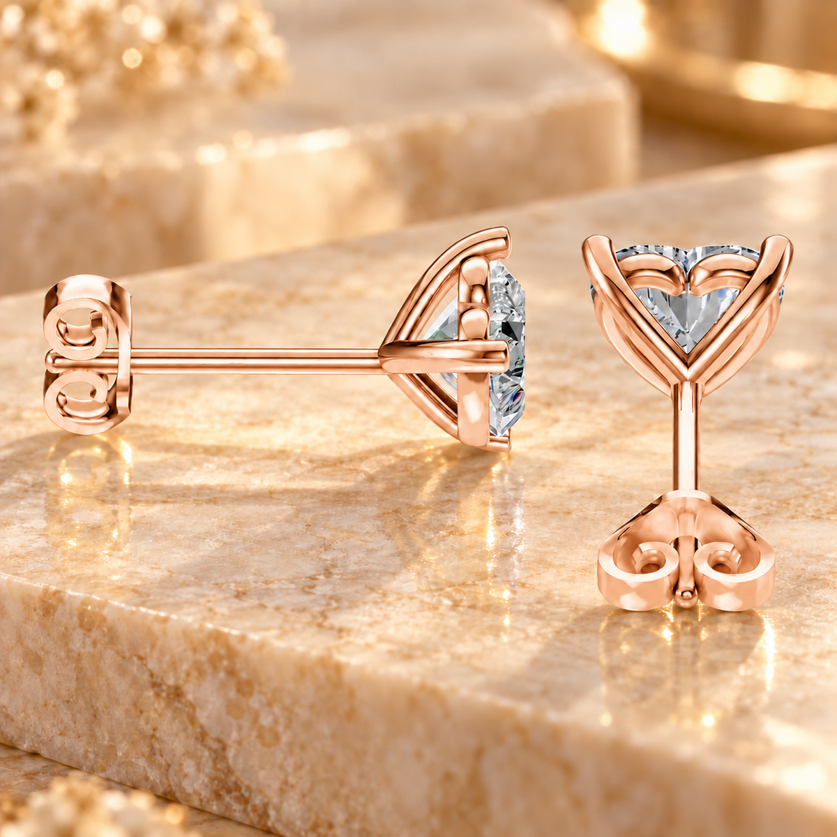 Heart Diamond Earrings in 18K or 14K